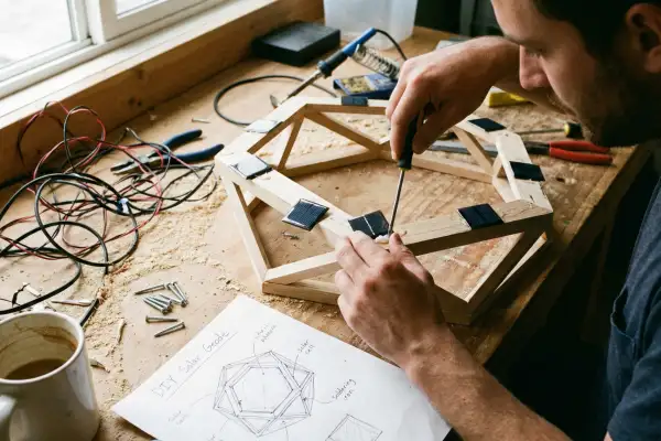 Man building a simple energy device with hardware store parts