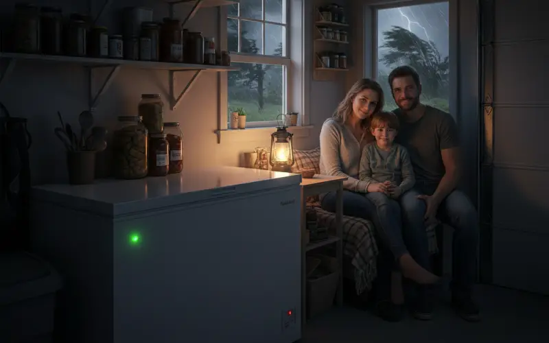 Freezer full of food and lights on during blackout