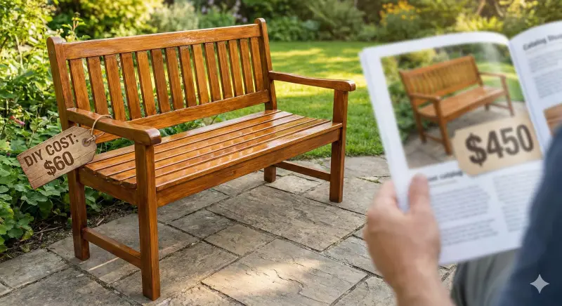 Set of beautiful finished wooden garden furniture